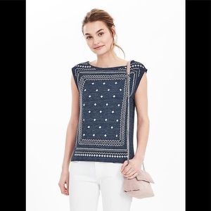 Banana Republic Embroidered Sleeveless Top
